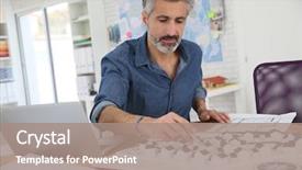  Presentation with customs office - Audience pleasing PPT theme consisting of 3d computer - porrtait of smiling architect backdrop and a coral colored foreground