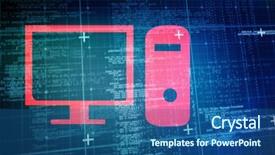  Presentation with matrix - Amazing presentation theme having 3d computer against blue matrix backdrop and a  colored foreground