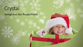  Presentation with girl christmas - PPT layouts enhanced with 3d crystal graphics - digital composite of girl background and a mint green colored foreground