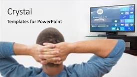  Presentation with crystal - Audience pleasing theme consisting of 3d crystal graphics - rear view of busnessman relaxing backdrop and a white colored foreground