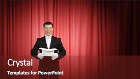  Presentation with magic - Amazing theme having 3d curtain - businessman demonstrating magic mixed media backdrop and a tawny brown colored foreground
