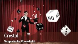  Presentation with magic - Amazing theme having 3d curtain - businessman demonstrating magic mixed media backdrop and a tawny brown colored foreground