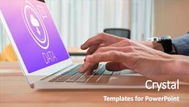  Presentation with download - Colorful slide set enhanced with 3d curtain - cropped image of businessman typing backdrop and a coral colored foreground