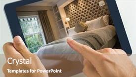  Presentation with curtain - Presentation enhanced with 3d curtain - digital composite of hand touching background and a coral colored foreground