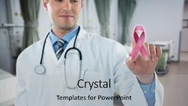  Presentation with digital hospital - Slides featuring 3d curtain - doctor touching an digital screen background and a light gray colored foreground