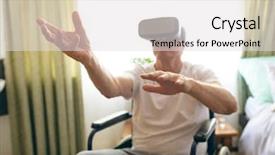  Presentation with moving patient - Beautiful slide set featuring 3d curtain - front view of senior caucasian backdrop and a light gray colored foreground