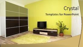  Presentation with curtain - Amazing PPT theme having 3d curtain - modern living room interior backdrop and a  colored foreground