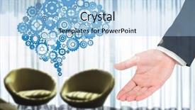  Presentation with open meetings sunshine laws - Audience pleasing presentation theme consisting of 3d curtain - open hand invited you backdrop and a light blue colored foreground