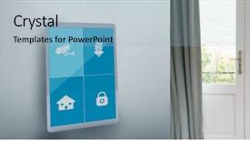  Presentation with close up of digital multimeter - Colorful PPT theme enhanced with 3d curtain - screen of digital tablet backdrop and a  colored foreground