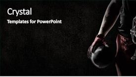  Presentation with rugby - Presentation theme having 3d dark colours - american football player holding rugby background and a black colored foreground