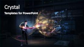  Presentation with magic - Audience pleasing PPT layouts consisting of 3d dark colours - businessman demonstrating magic mixed media backdrop and a black colored foreground