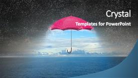  Presentation with umbrella - Theme featuring 3d dark colours - color umbrella in sky mixed background and a dark gray colored foreground