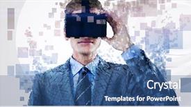  Presentation with augmented reality - Slide deck with 3d dark colours - digital composite of man background and a ocean colored foreground