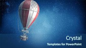  Presentation with media - PPT theme consisting of 3d dark colours - man traveling in aerostat mixed background and a ocean colored foreground