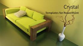  Presentation with interior design - Slides enhanced with 3d design - 3d interior with modern couch background and a yellow colored foreground