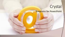  Presentation with email - Presentation design having gold emails - 3d email symbol protected background and a white colored foreground