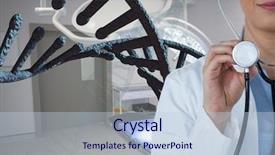  Presentation with dna - Slide set enhanced with 3d emergency ward - doctor woman with 3d dna background and a lemonade colored foreground