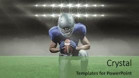  Presentation with kneeling - Slide set featuring 3d face - american football player kneeling background and a seafoam green colored foreground