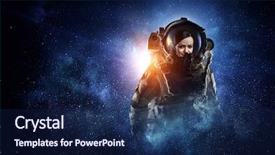  Presentation with woman in agriculture - Beautiful presentation design featuring 3d face - attractive woman in spacesuit backdrop and a navy blue colored foreground