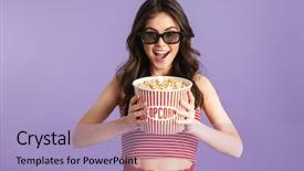  Presentation with purple wall - Colorful slide set enhanced with 3d face - image of beautiful young pretty backdrop and a light blue colored foreground