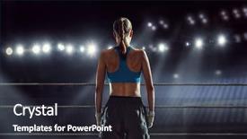  Presentation with end kids - Slide deck having 3d face - she will fight till background and a dark gray colored foreground