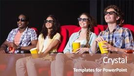  Presentation with film - Cool new PPT theme with 3d film at the cinema backdrop and a  colored foreground