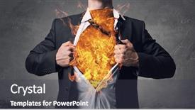  Presentation with super power - PPT theme enhanced with 3d fire - he has super power mixed background and a tawny brown colored foreground