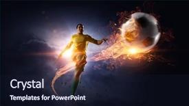  Presentation with soccer - Theme with 3d fire - soccer player kicking ball mixed background and a wine colored foreground