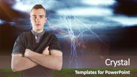  Presentation with lightning - Amazing PPT theme having dark sky with lightning bolt backdrop and a tawny brown colored foreground