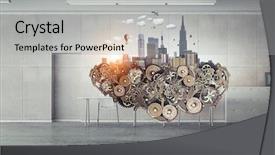  Presentation with development - PPT theme consisting of office interior project - construction and urban development mixed background and a light gray colored foreground