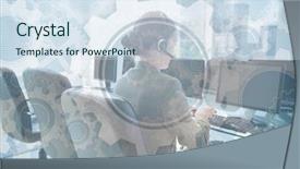  Presentation with customer service - Cool new slide set with digital composite of customer service backdrop and a sky blue colored foreground