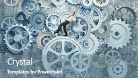  Presentation with gear - Colorful PPT theme enhanced with balancing machine - man try to balance himself backdrop and a seafoam green colored foreground