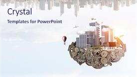  Presentation with design - Audience pleasing PPT layouts consisting of mechanical projects - mini city design mixed media backdrop and a sky blue colored foreground