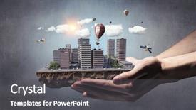  Presentation with construction design - Cool new presentation theme with 3d building construction - mini city design mixed media backdrop and a dark gray colored foreground