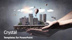  Presentation with media image - Amazing presentation theme having 3d rendered image gear designs - mini city design mixed media backdrop and a dark gray colored foreground