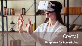  Presentation with long hair - Audience pleasing PPT layouts consisting of innovation gears - young beautiful caucasian girl backdrop and a violet colored foreground