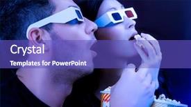  Presentation with action movie - Amazing PPT layouts having 3d glasses - couple watching action movie backdrop and a cobalt blue colored foreground