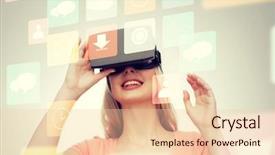  Presentation with augmented reality - Presentation theme with 3d glasses looking at menu background and a lemonade colored foreground