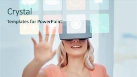  Presentation with augmented reality - Theme having 3d glasses looking at menu background and a  colored foreground