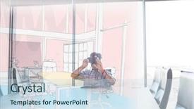  Presentation with lines - Presentation design with 3d glasses looking the line background and a sky blue colored foreground