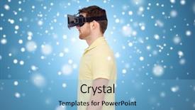  Presentation with augmented reality - Audience pleasing slides consisting of 3d glasses over blue background backdrop and a light blue colored foreground