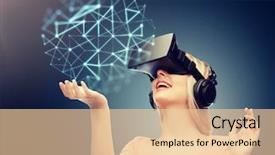  Presentation with augmented reality - Amazing PPT theme having 3d glasses over dark blue backdrop and a lemonade colored foreground