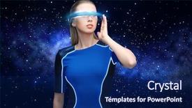  Presentation with futuristic glasses - Theme with 3d glasses over space background background and a navy blue colored foreground