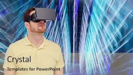  Presentation with virtual reality medical - Slides with 3d glasses over spiral neon background and a  colored foreground