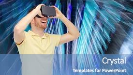  Presentation with virtual reality rehab - Beautiful theme featuring 3d glasses over spiral neon backdrop and a  colored foreground