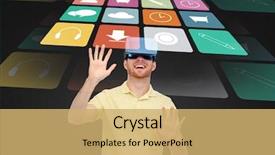  Presentation with black technology - Presentation theme having 3d glasses playing game background and a  colored foreground