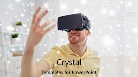  Presentation with augmented reality - Colorful presentation theme enhanced with 3d glasses playing video game backdrop and a  colored foreground