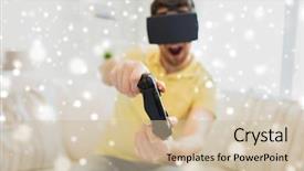  Presentation with augmented reality - PPT layouts enhanced with 3d glasses playing video game background and a  colored foreground