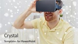  Presentation with augmented-reality - Slide deck featuring 3d glasses playing video game background and a  colored foreground