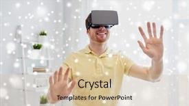  Presentation with augmented reality - Audience pleasing presentation theme consisting of 3d glasses playing video game backdrop and a soft green colored foreground